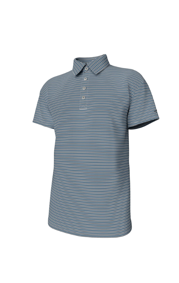 Charles 4 Button Performance Polo - Mountain Spring Stripe