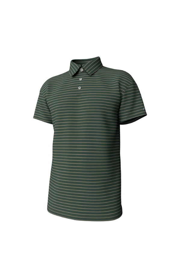Horizon Stripe Performance Polo - Duck Green & Sandstone