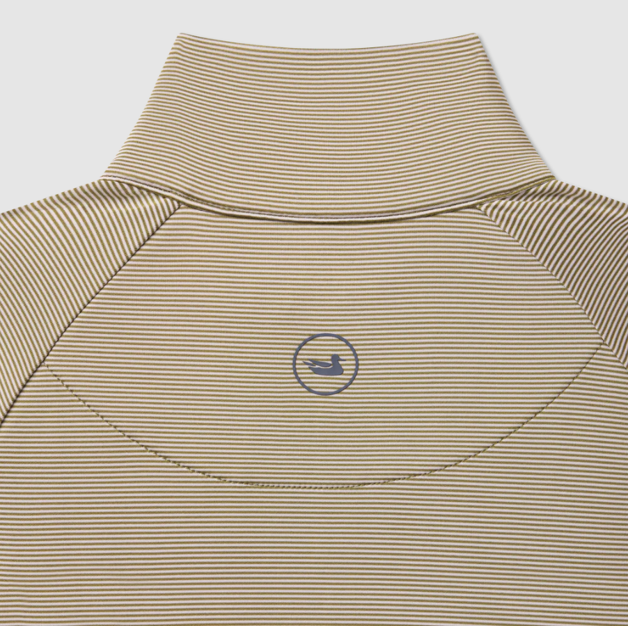 Southampton Performance Quarter Zip - Stripes - White & Dark Olive