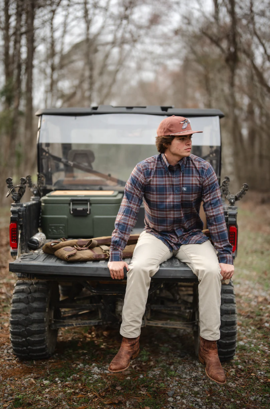 Phelan Stretch Flannel - Navy/Charcoal/Red