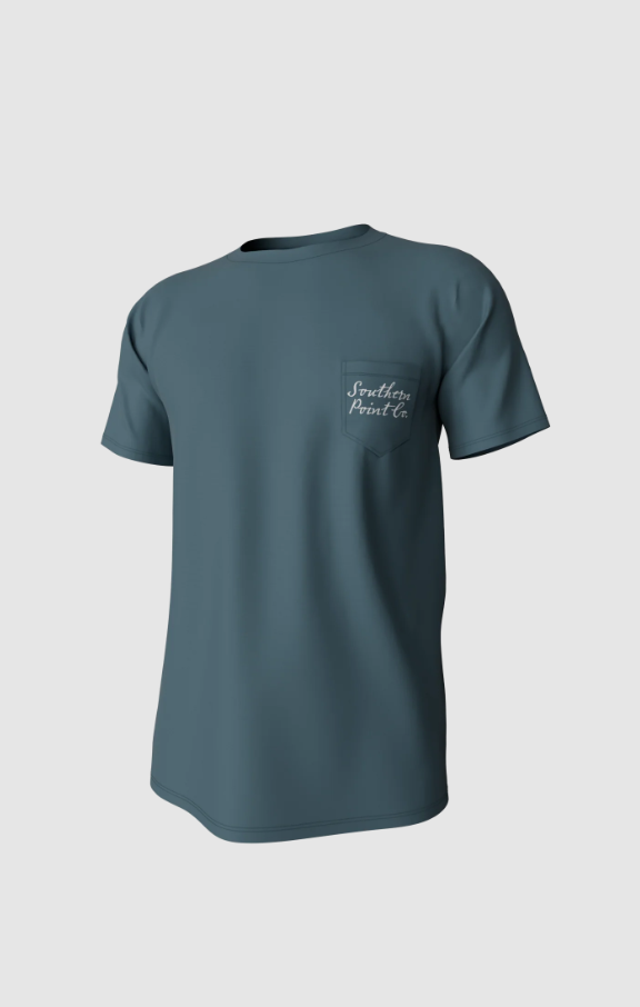 Youth Cupped Ducks Short Sleeve Pocket Tee - Mallard Blue