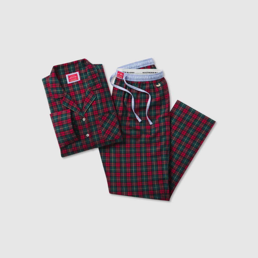 Youth Savannah Tartan Lounge Pant - Red & Green Plaid