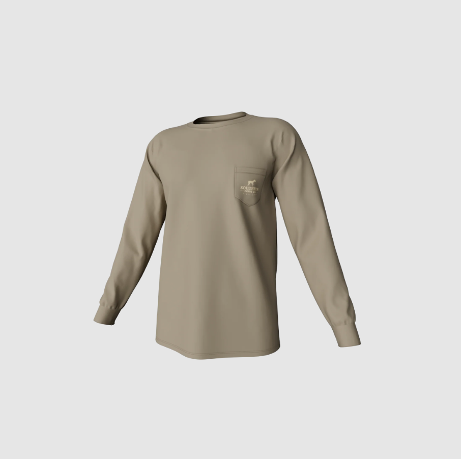 Camo Logo Long Sleeve Pocket Tee - Sandstone