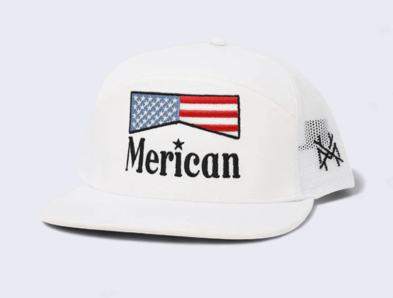 Merican Trucker Hat - 7 Panel White