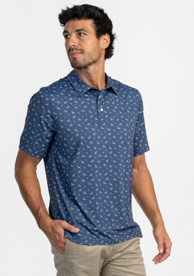 Uplands Unleashed Printed Polo - Midnight Navy
