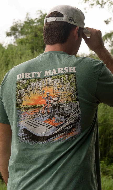 Skelly on Da Bayou Tee - Light Green