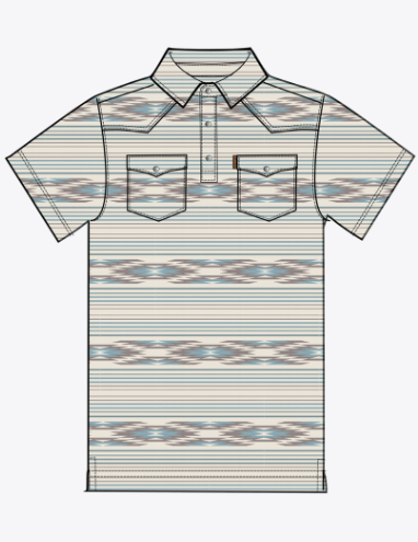 Retro Western Snap Polo - Moonbeam