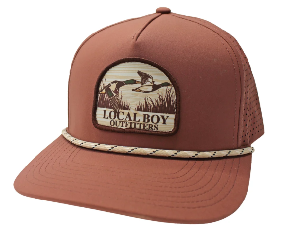 Mallard Marsh Patch Perforated Rope Hat - Brick
