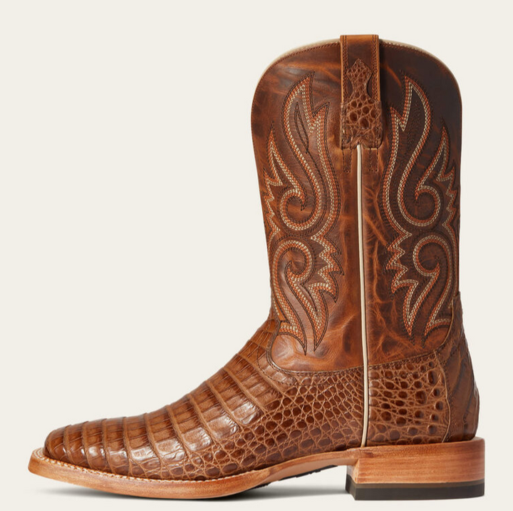 Relentless Denton Western Boot - Natural Caiman Belly/Camel Tan