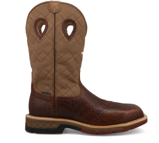 12" Western Work Boot Nano Toe - Rustic Brown & Lion Tan