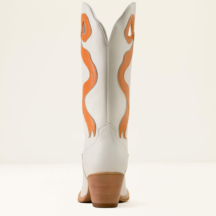 Beaux J Toe Western Boot - Ivory Pearl/ Zesty Orange
