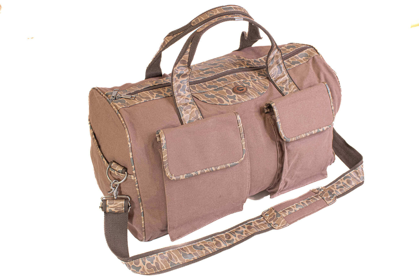 Brown Old School Camo Waxed Canvas Weekender Bag - Georgia Concho