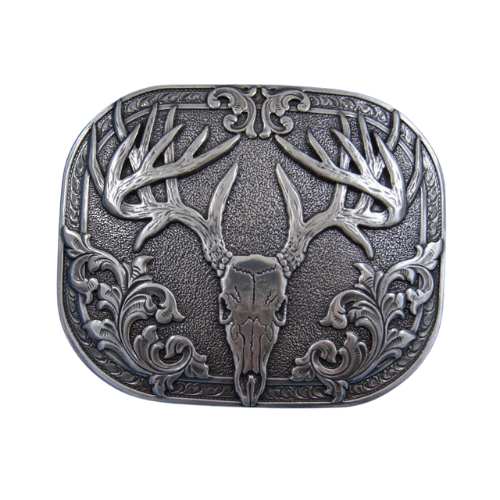 Western Buck Deer Skull Buckle