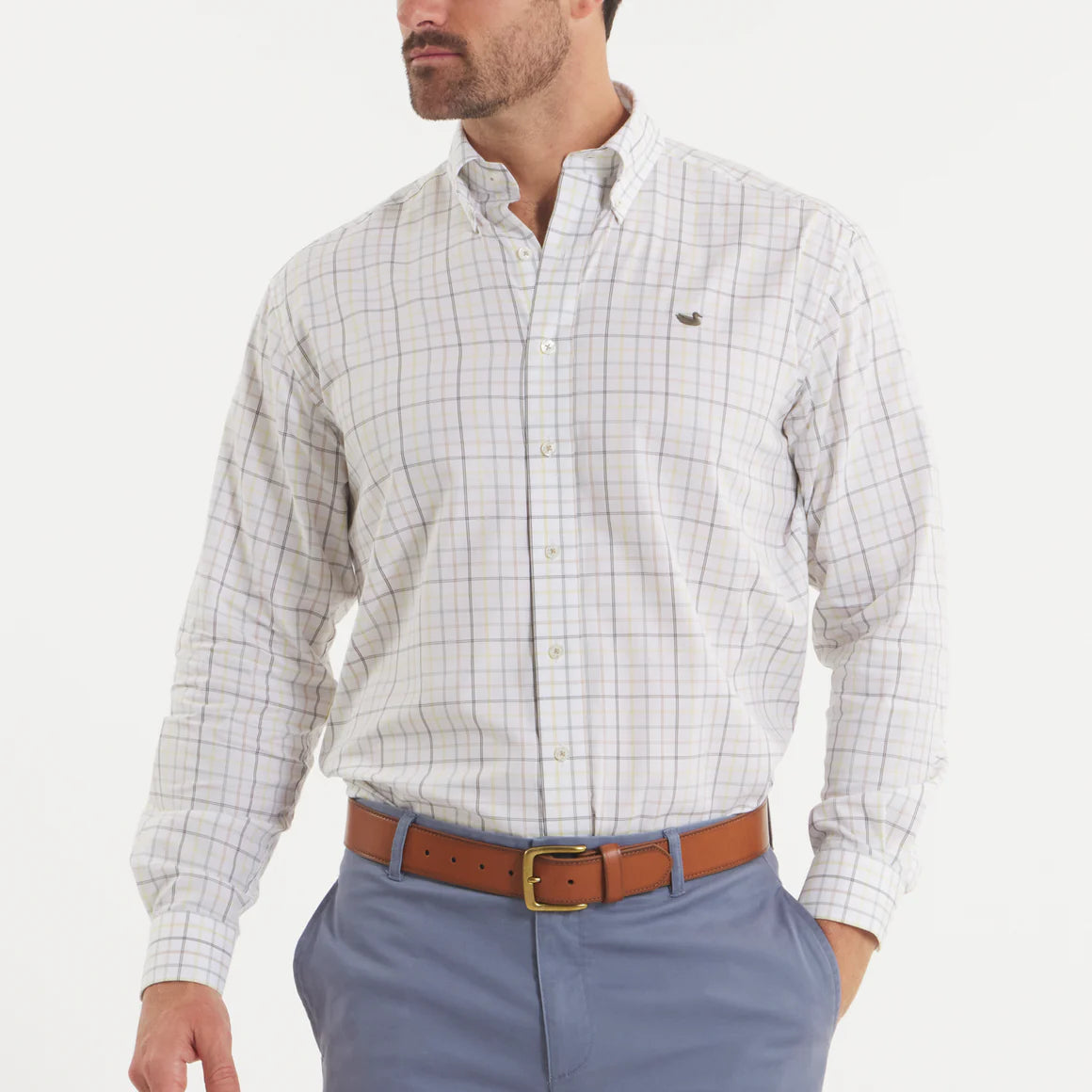 Chateau Windowpane Dress Shirt- Dark Olive/Burnt Taupe