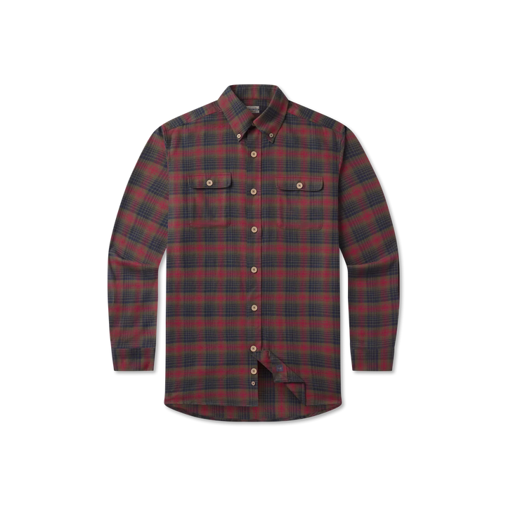 Myrtle Plaid Flannel Tee - Dark Olive & Navy Flannel