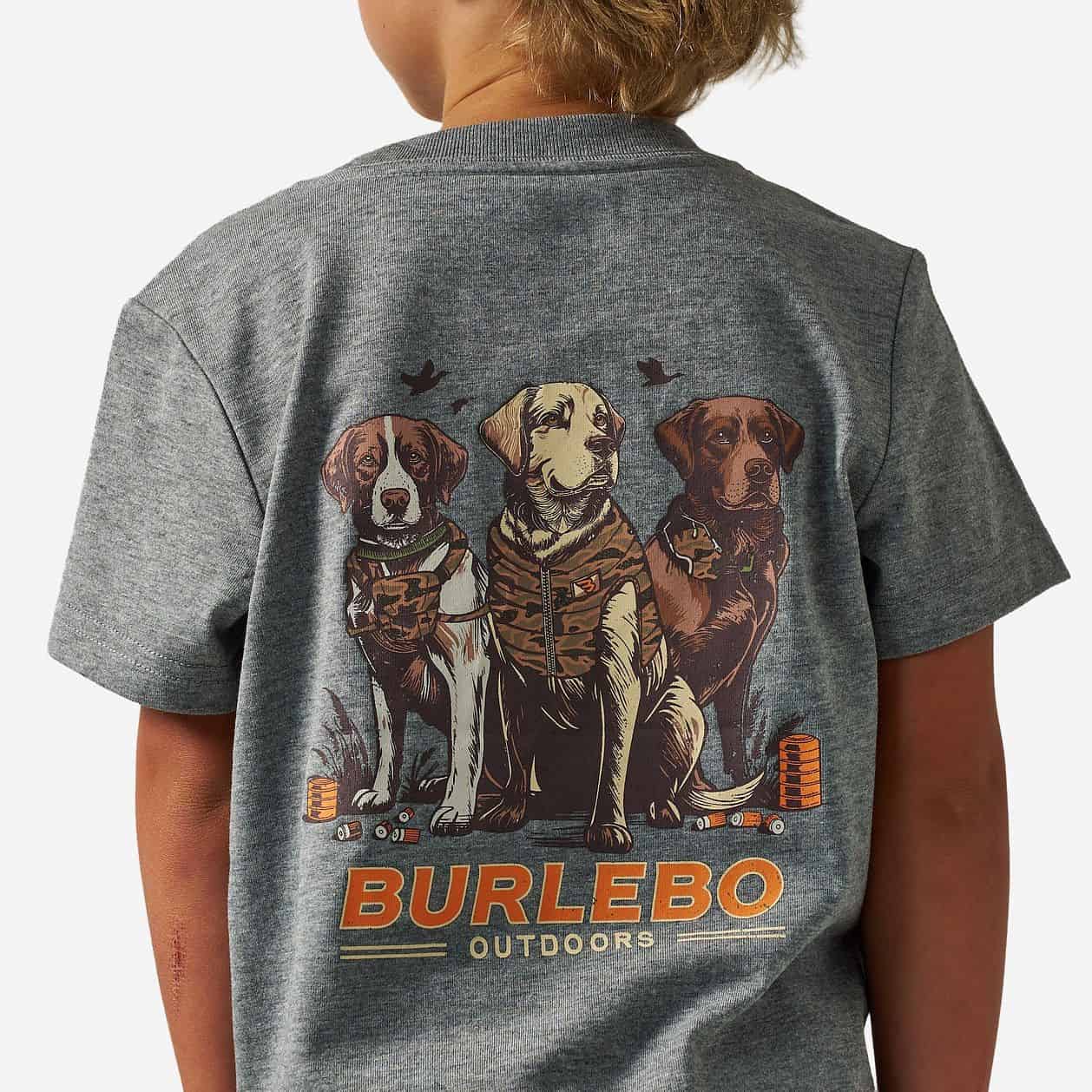 Youth Short Sleeve Tee - Camo Duck Dogs - Dark Heather Grey