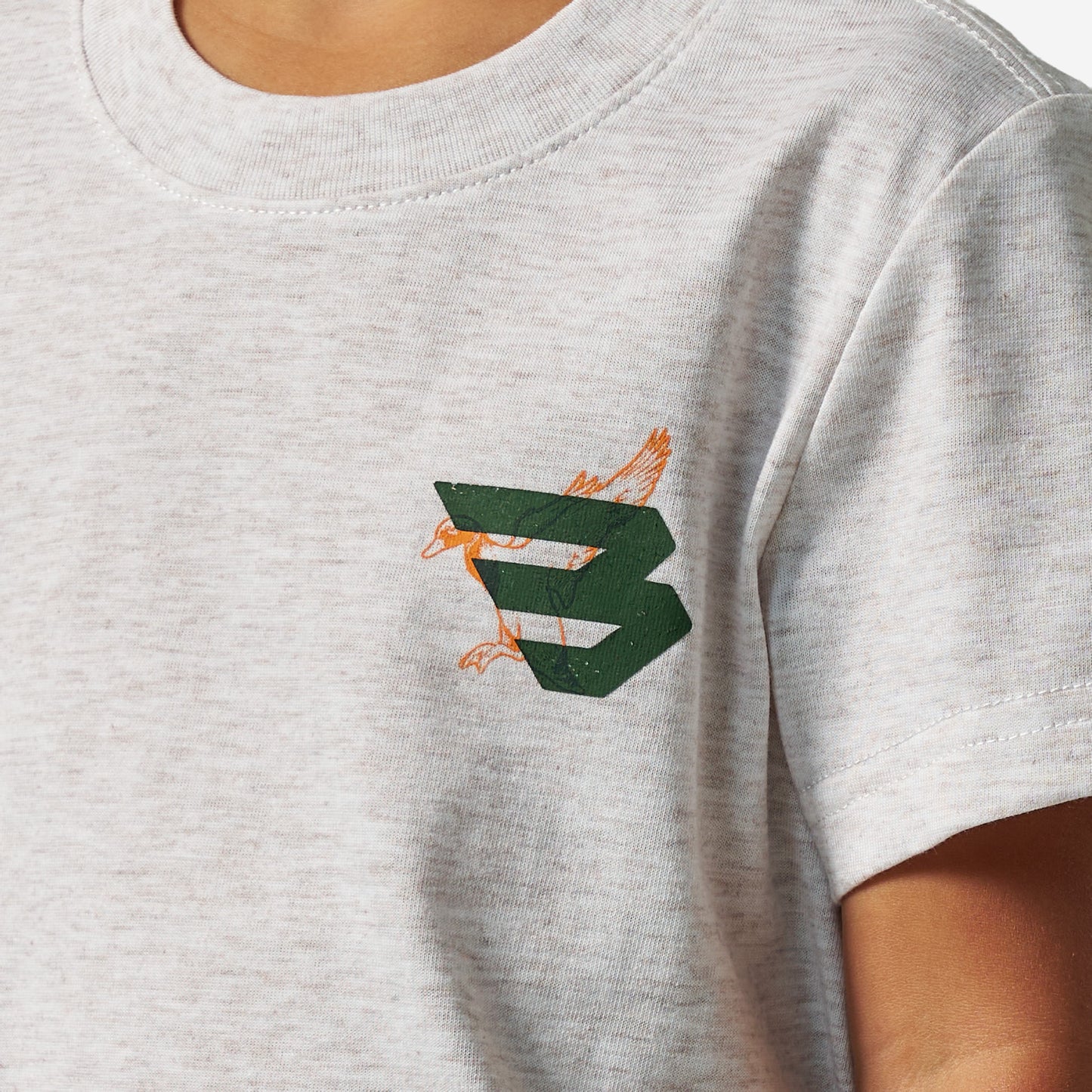 Youth Short Sleeve Tee - Duck Flying B (Green) Logo - Oatmeal