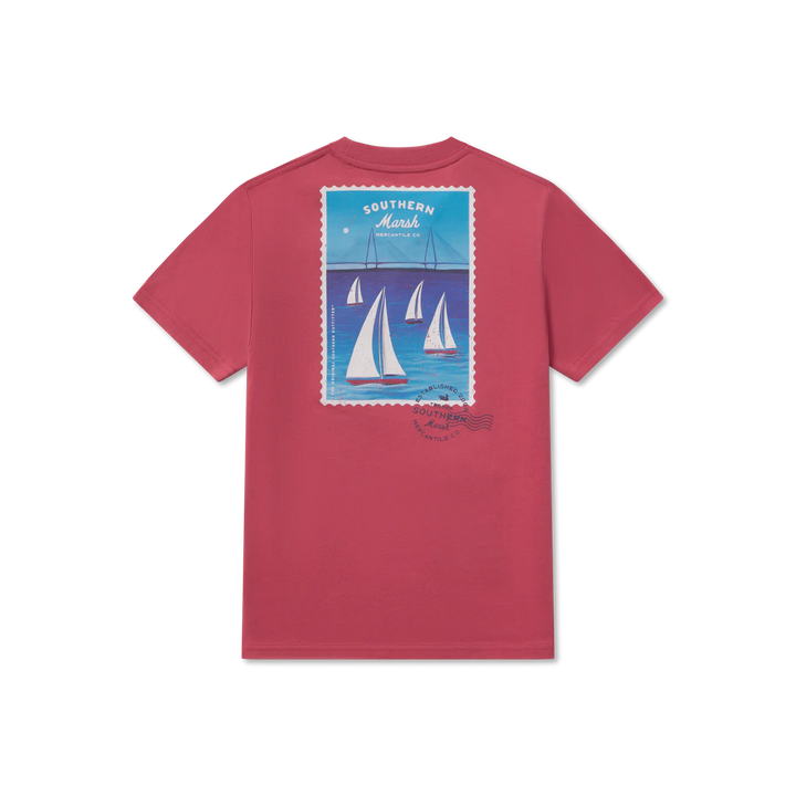 Youth Regatta Sails Tee- Rhubarb