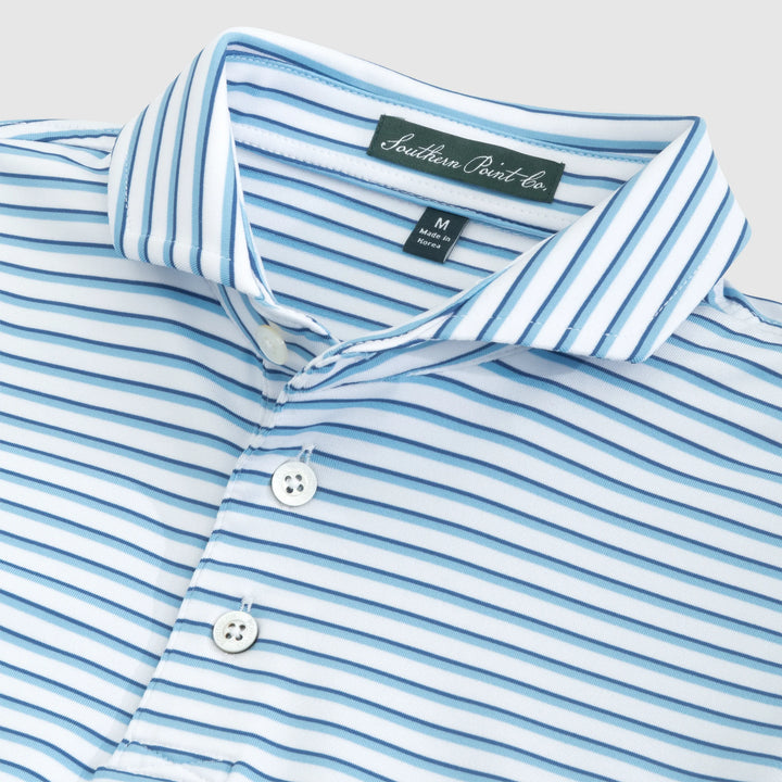 Coast Stripe Polo - Dusty Blue
