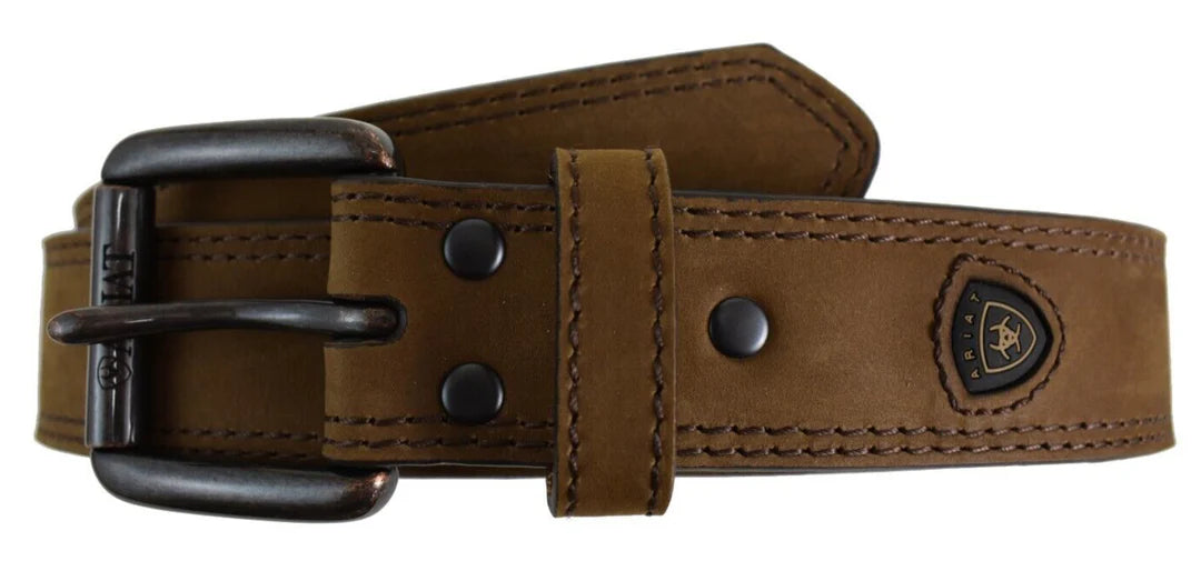 Ariat Brown Western Men's Distressed Double Stitch Belt