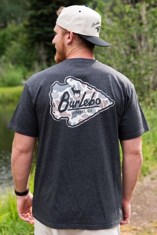 SS Tee - Classic Deer Camo Arrowhead - Heather Black