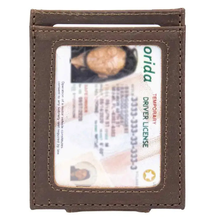 Brown Old School Camo Front Pocket Wallet - Florida Gators Concho