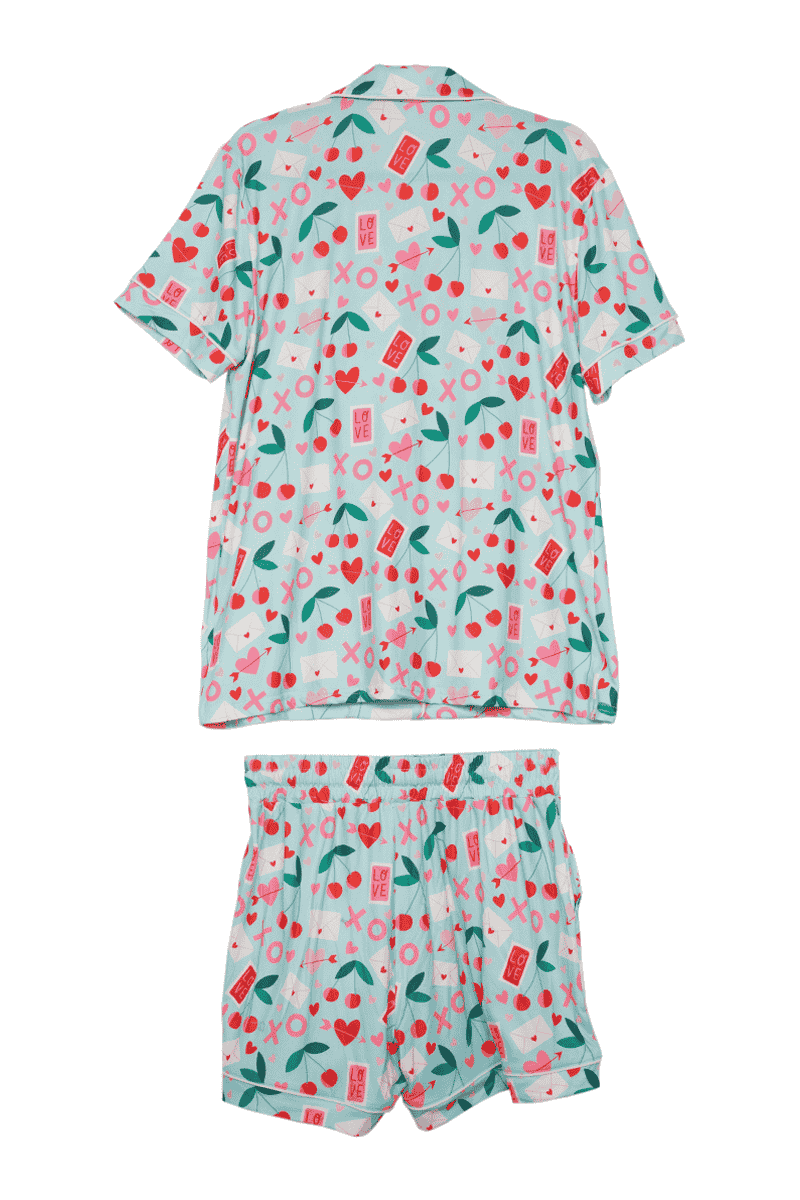 XO Cherries Pajama Set - Mint