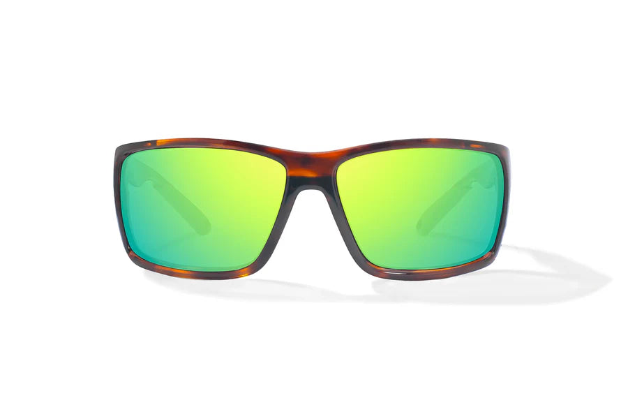 Bales Beach Brown Tortoise with Green Mirror Glass Lenses