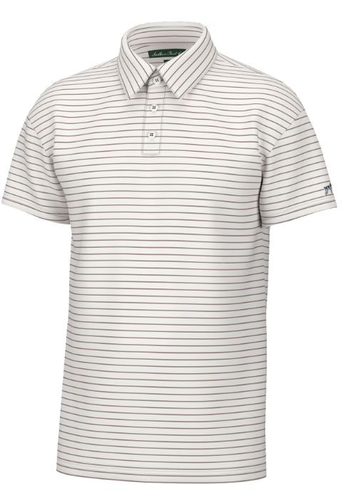 Horizon Stripe Performance Polo- White/Elderberry
