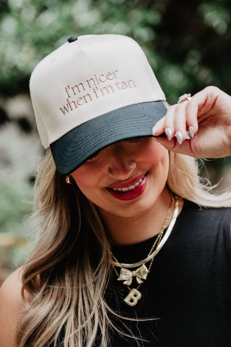 I'm Nicer When I'm Tan Two-Toned Vintage Hats: Black and Tan