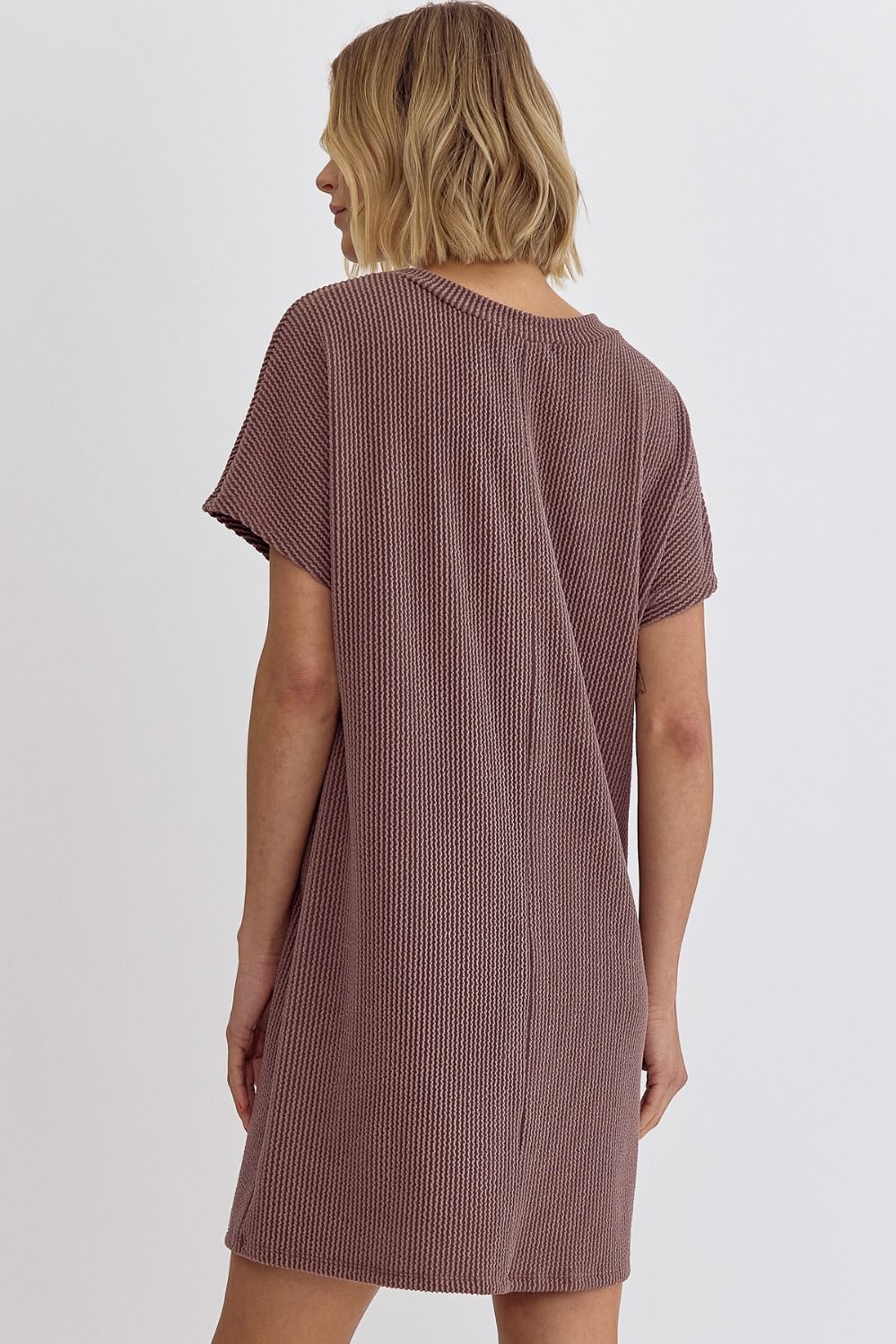 Ribbed Mini Dress - Peppercorn