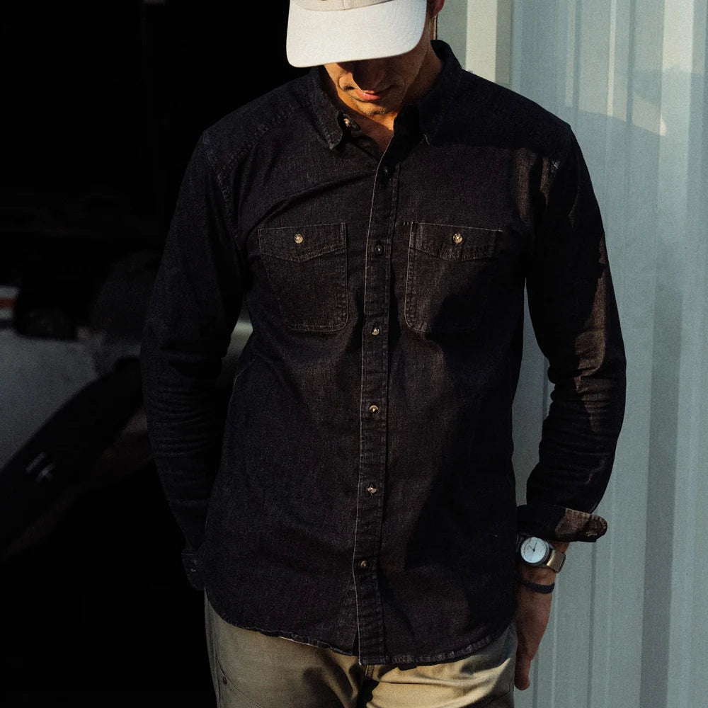 Delray Denim LS Button Up Shirt - Black