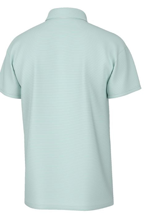 Hinton Stripe Performance Polo- Pool Water/ White