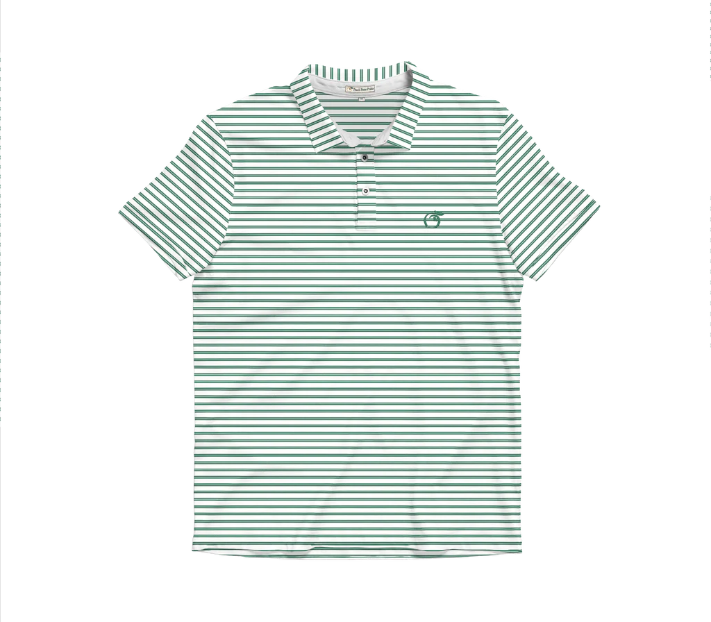 Heathered Laurel Performance Polo- Pine Green and White