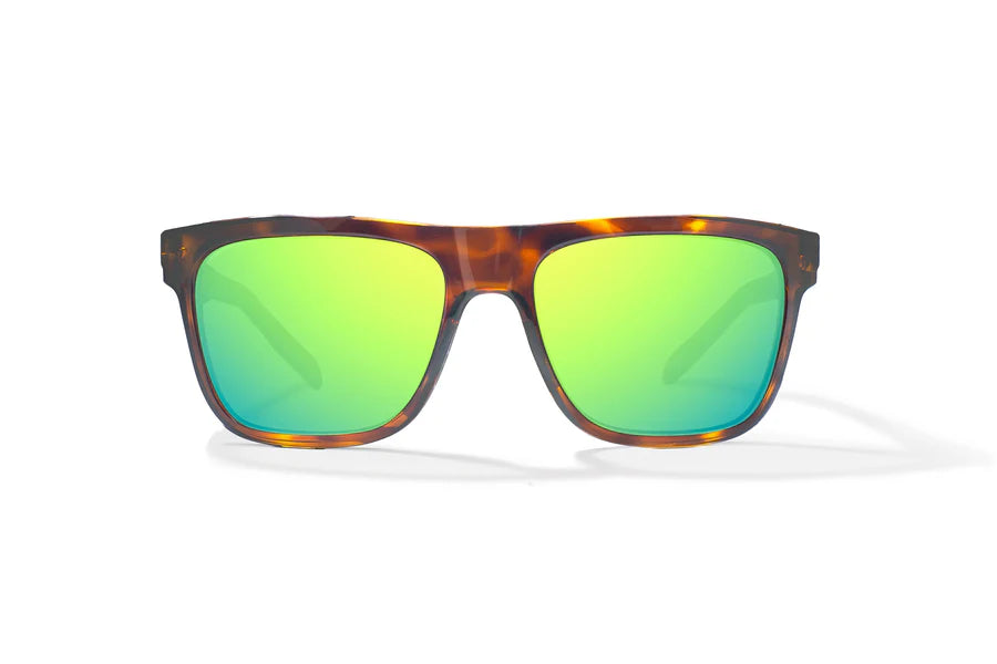 Hopedale Gloss Brown Tortoise with Green Mirror Glass Lenses