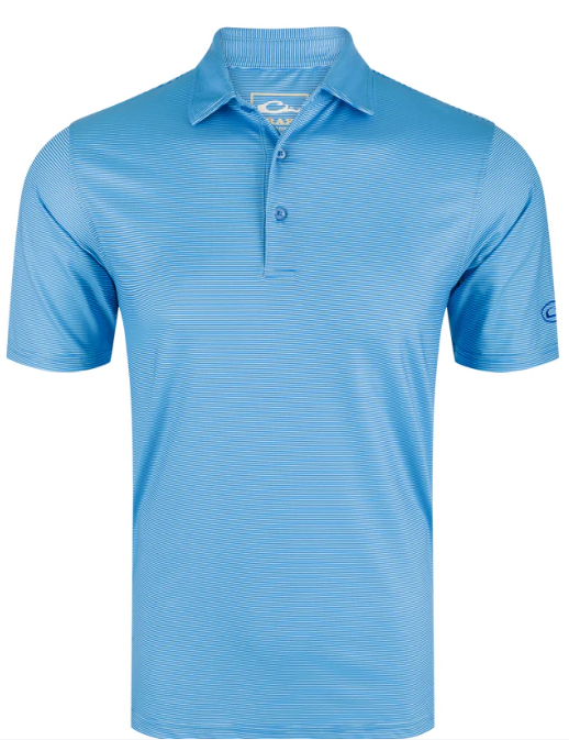 Performance Chalk Striped Polo - Marina Blue