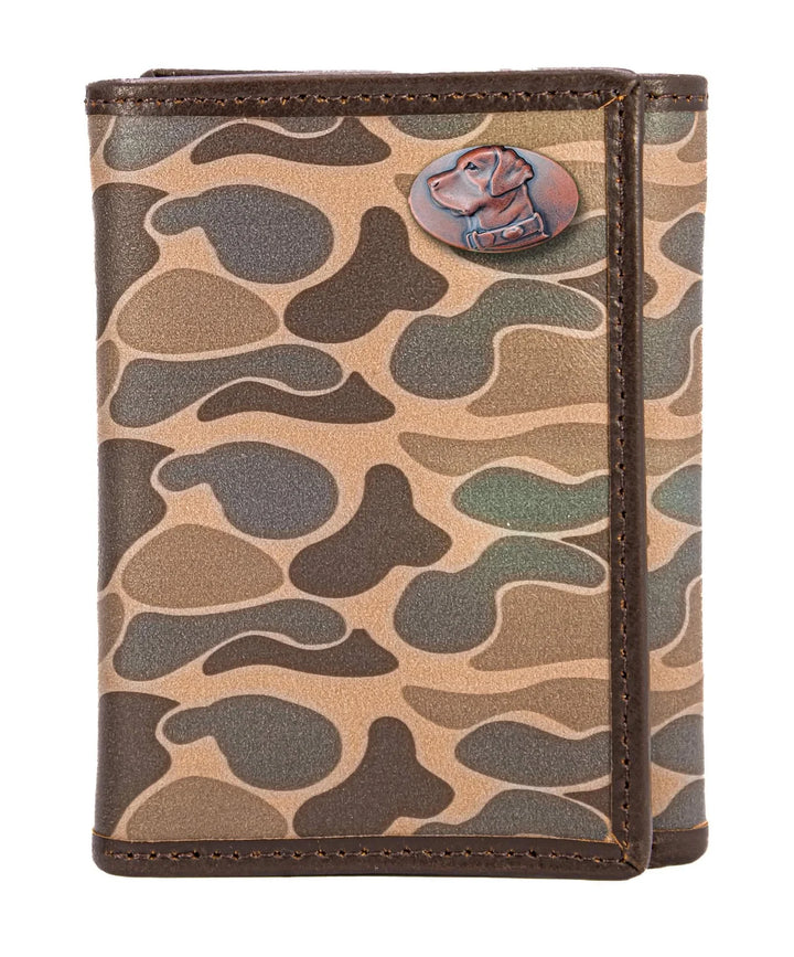 Lab Men's Trifold Old School Camo Leather Wallet