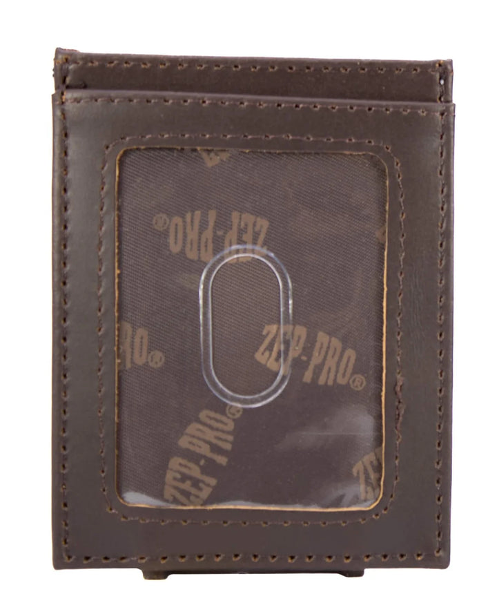 Bass Men's Magnetic Front Pocket Old School Camo Leather Wallet