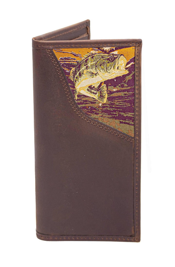 Bass Men's Secretary Tall Woven Patch Leather Wallet
