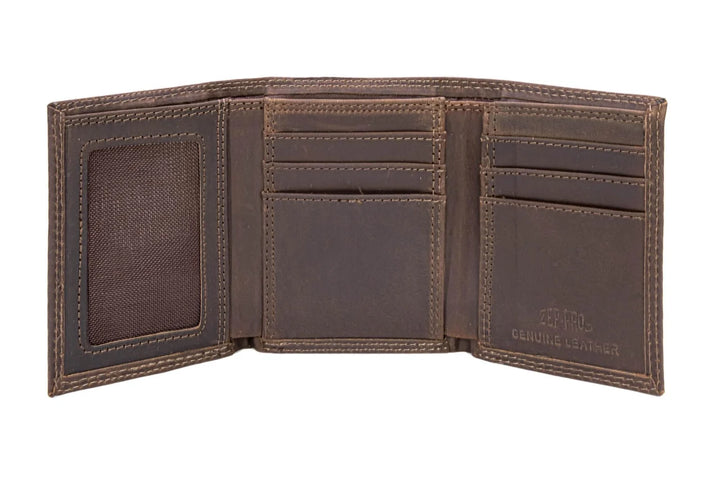 Bass Men's Trifold Woven Patch Leather Wallet