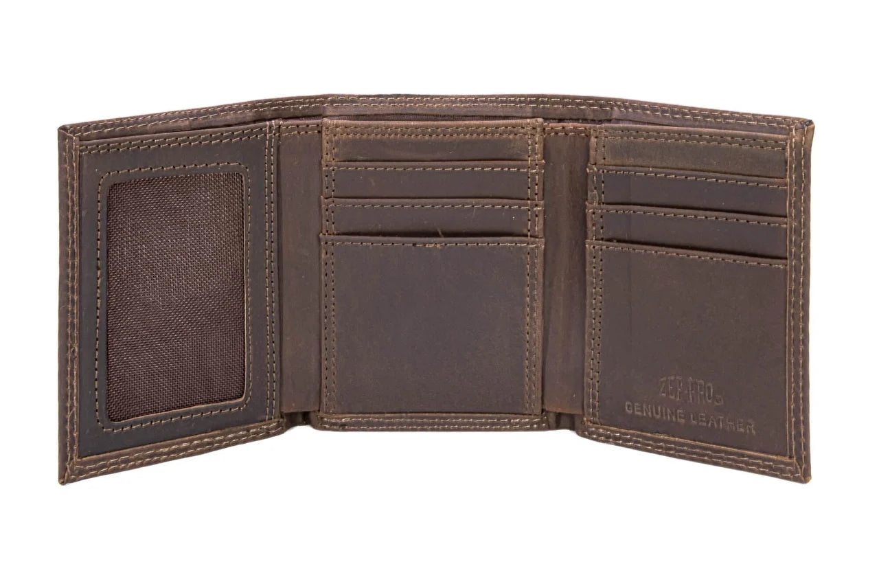 Lab Men's Trifold Woven Patch Leather Wallet