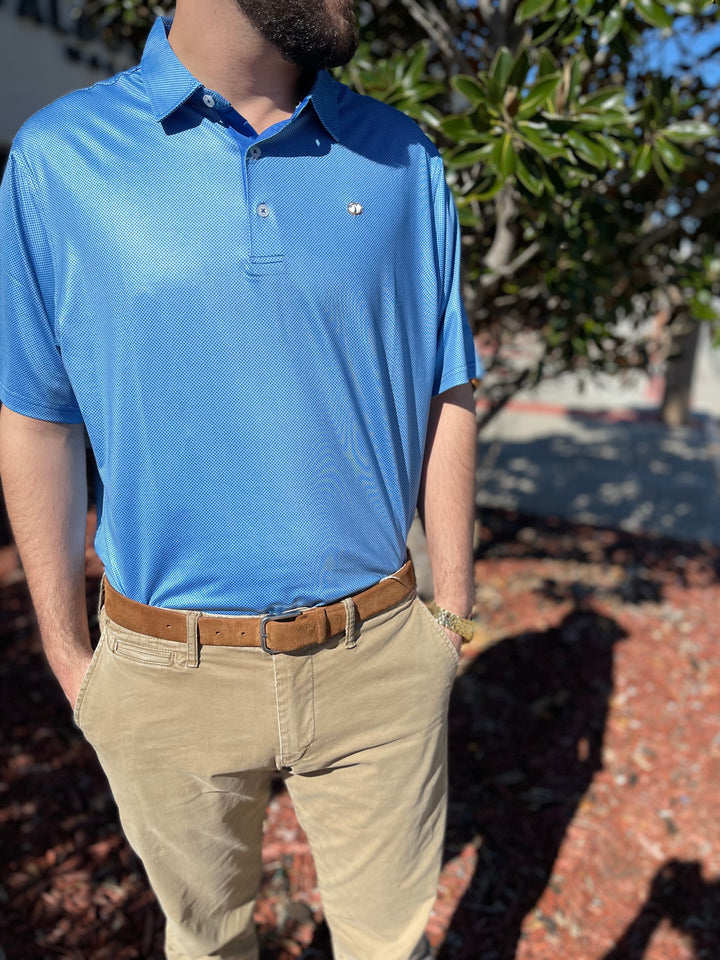 Cotton Performance Polo - Cobalt/Navy