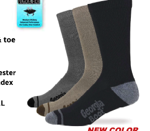 2 Pair Georgia Boot Ultra Dry Knit Lightweight Crew Socks (U.S.A. Made)