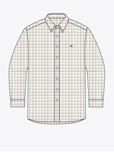 Lockhart Windowpane Performance Dress Shirt - Burnt Taupe/White