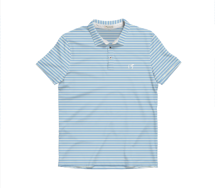 Heathered Laurel Performance Polo- Pine Green/Cays Blue