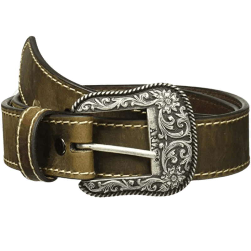 Women's Leather Belt w/ Engraved Buckle