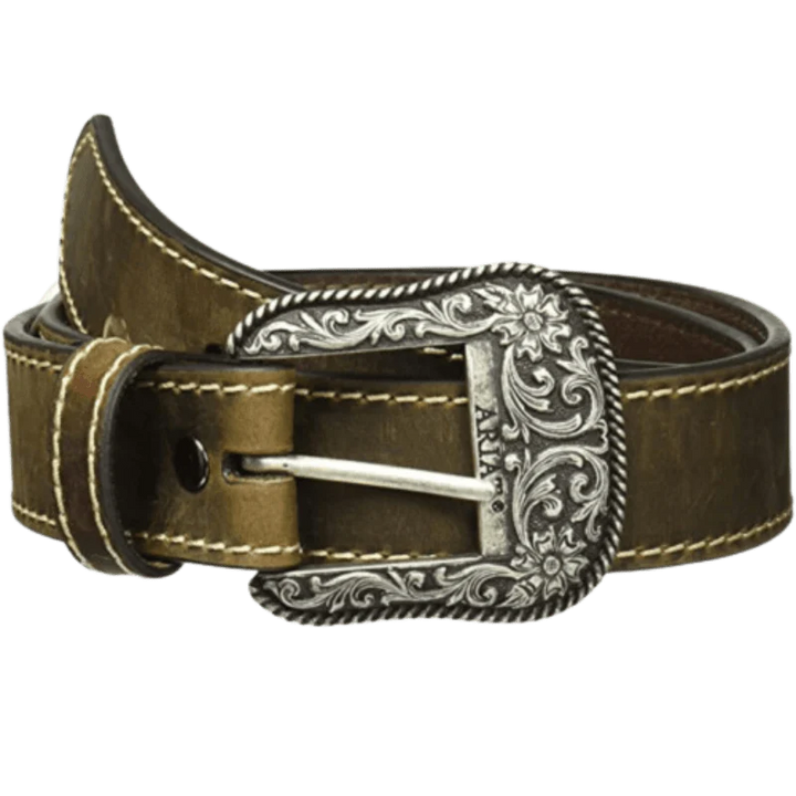 Women's Leather Belt w/ Engraved Buckle