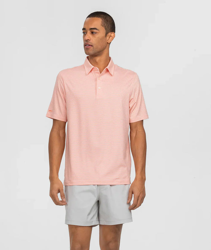 Heather Madison Stripe Polo - Flamingo