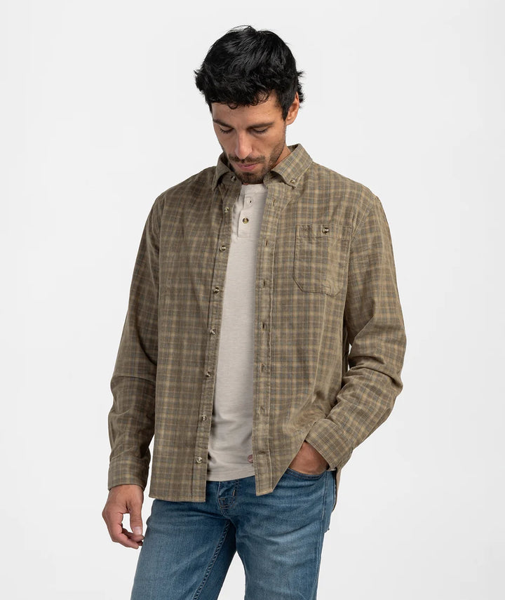 Braxton Lightweight Cord Flannel - Saddle