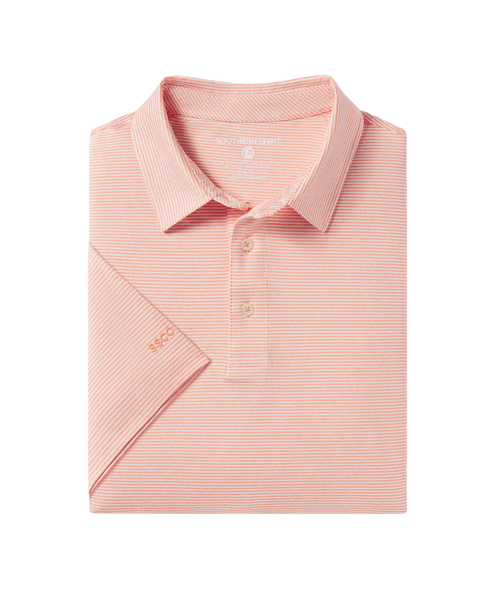 Heather Madison Stripe Polo - Flamingo